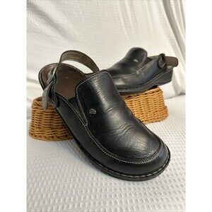 Finn Comfort Mules Women's EU 40 US (9-9.5) Black Leather Adjustable Ankle Strap